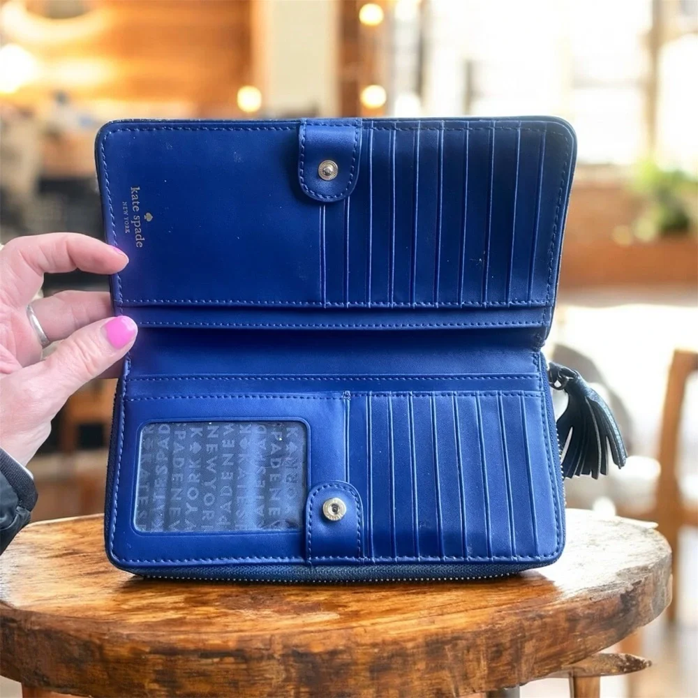 Kate Spade New York Blue Leather Zip Around Wallet
